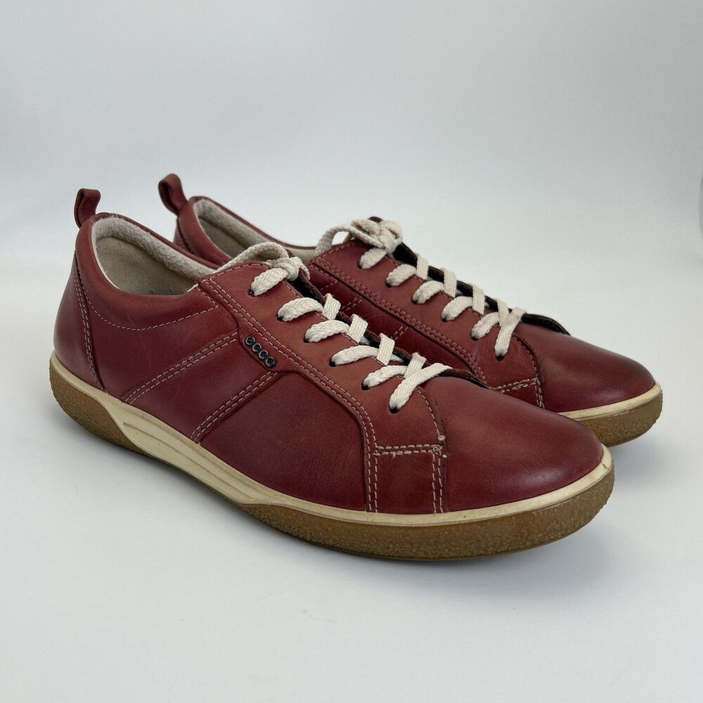 ECCO Chase II Tie Shoes Womens Sz 8-8.5 39 EU Port/Red Leather Lace Up Sneaker - Picture 3 of 9